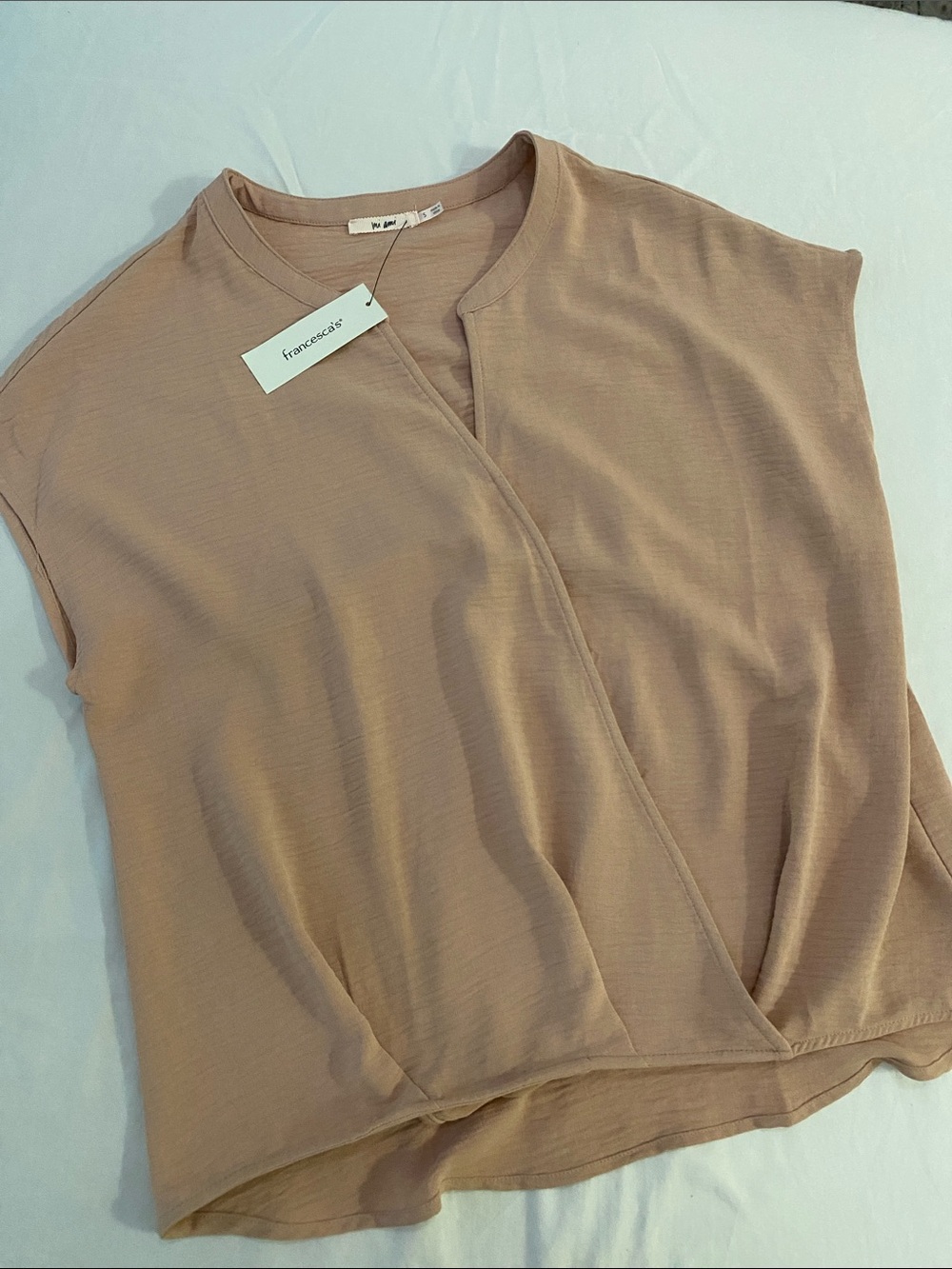 Francesca's Collections Taupe Sleeveless Wrap-Front Top